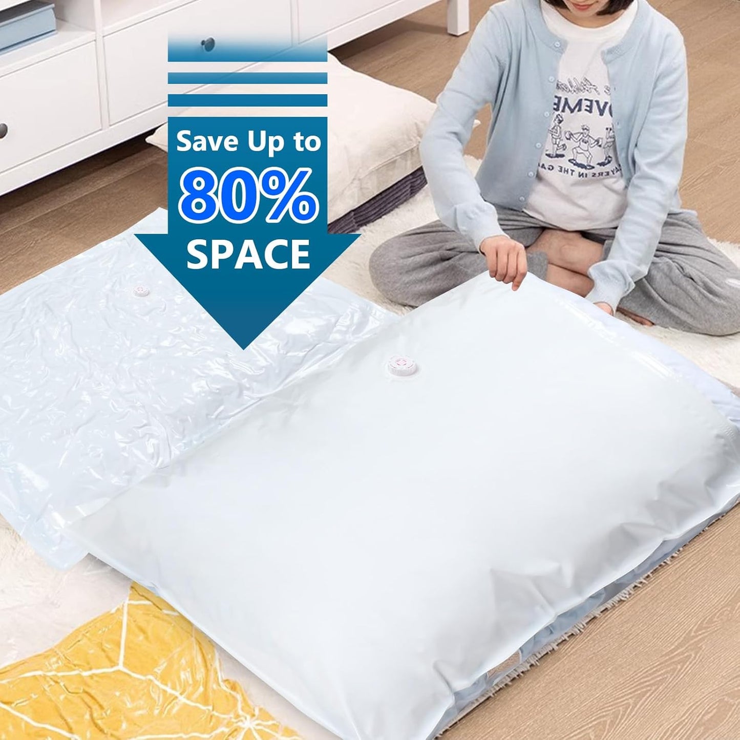 GGH 5 Pack Vacuum Storage Bags with Electric Pump, Large Vacuum Seal Bags for Clothing, Comforters, Blankets - Space Saver Compression Bags for Travel & Home Organization