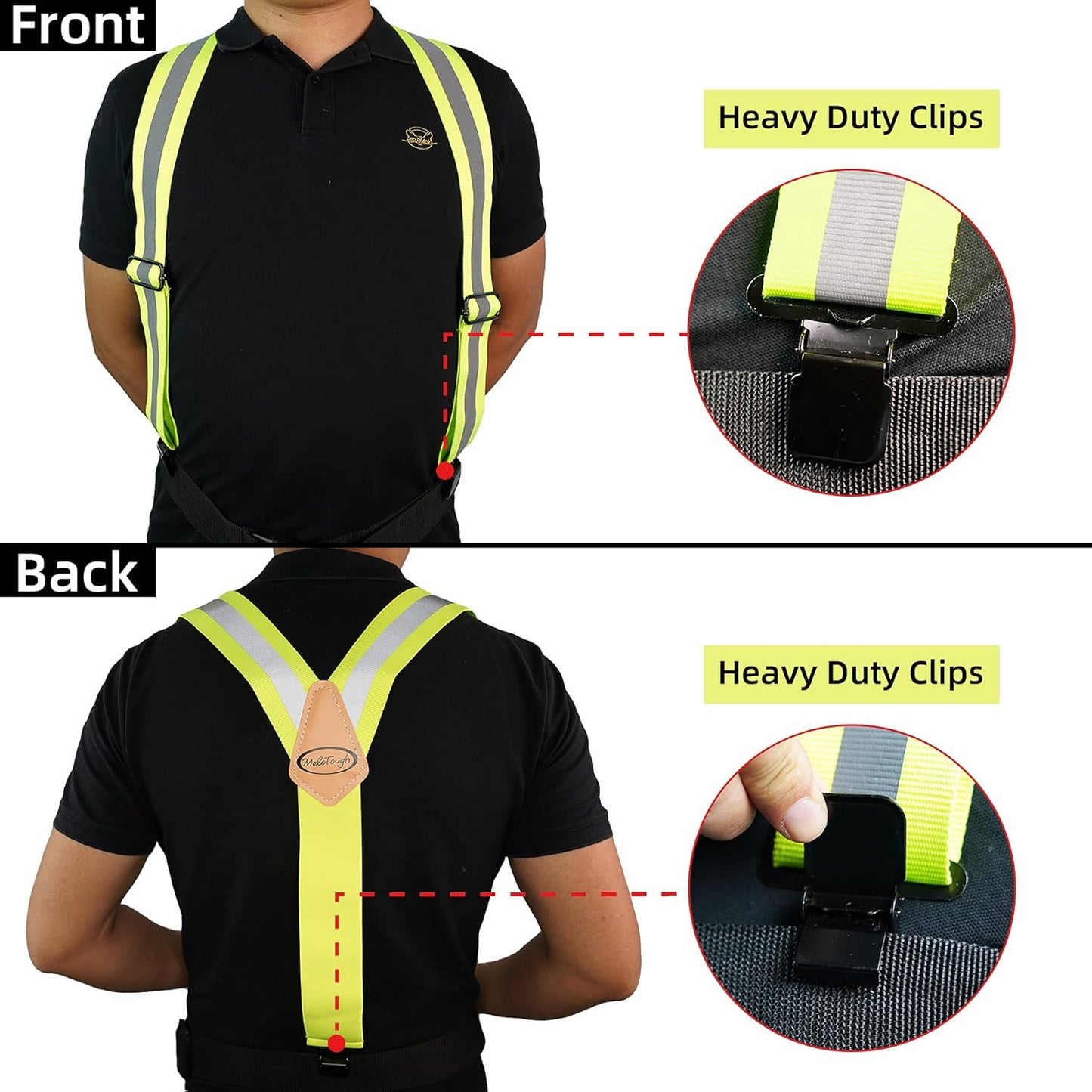 MELOTOUGH Men's Braces Elastic 2 inch Wide Heavy Duty Work Suspenders, Large