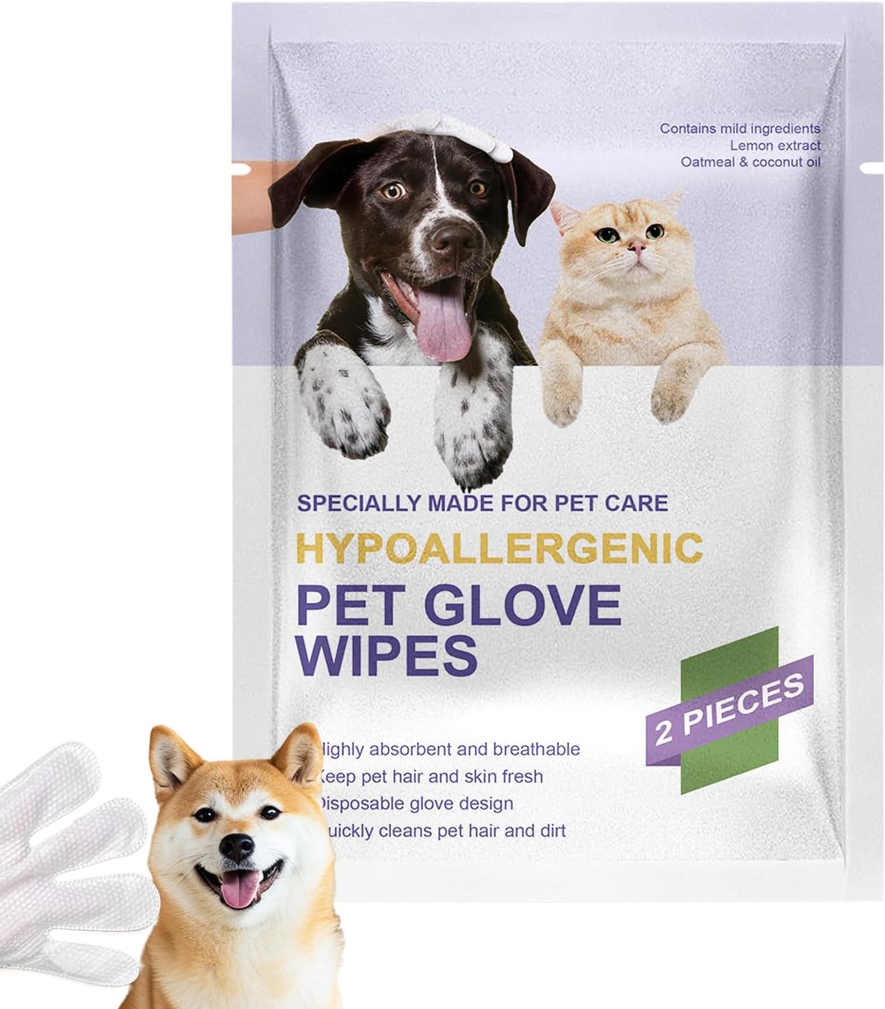 Pet Cleaning Gloves - Cat Washing Gloves | Cat Cleaning Deodorizing Wipes | Nourishing Waterless Portable Grooming Tool for Daily Routines Hygiene Home Cleanliness Bathing Removing Shedding Hair