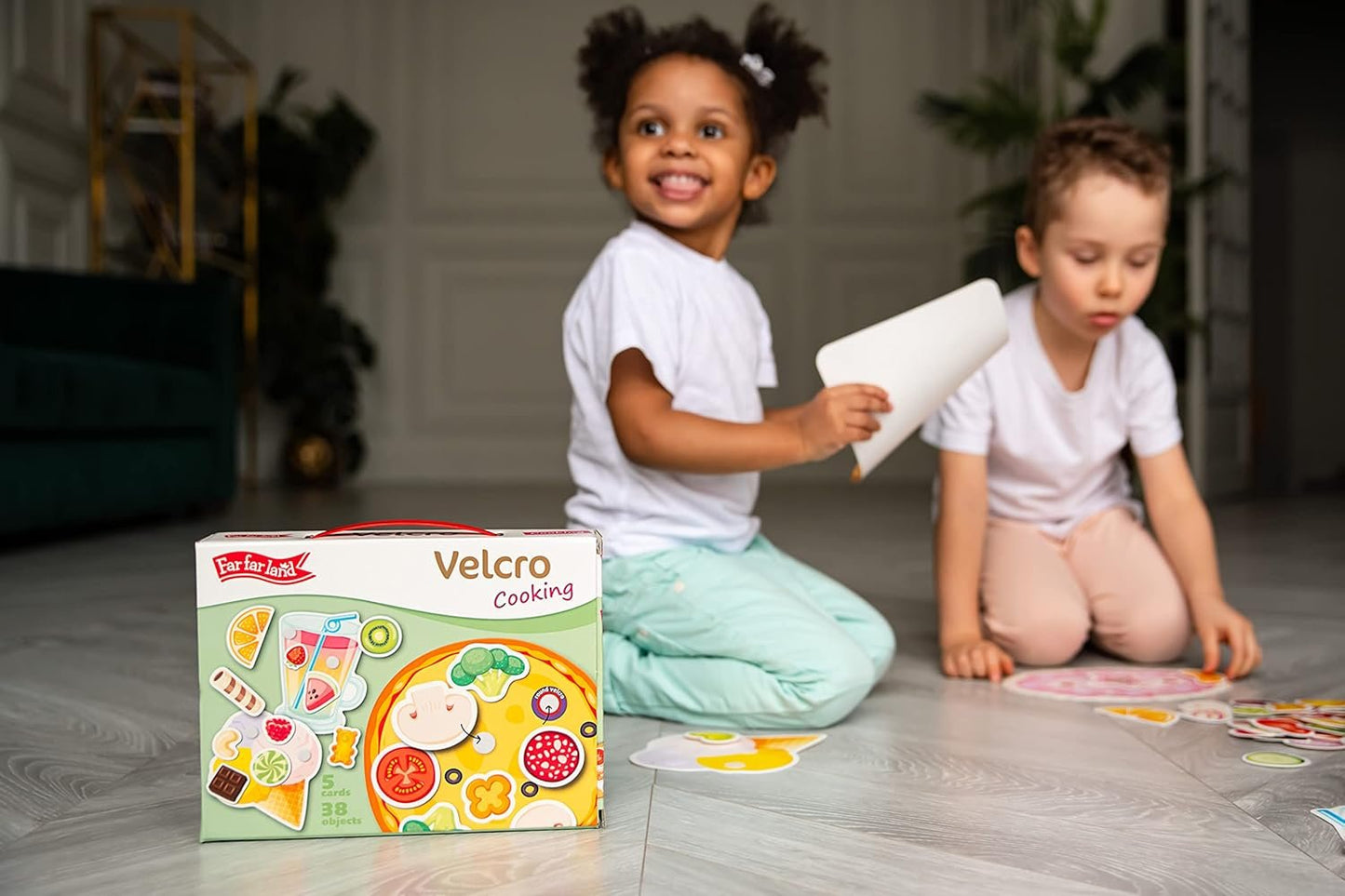 Velcro Cooking Montessori 3D Toddlers Busy Board - Early Learning Preschooler Education 5 Cards 38 Objects Knowledge Develop Travel Toys for Boys and Girls Sensory Toys for Toddlers 1-3 Year Old
