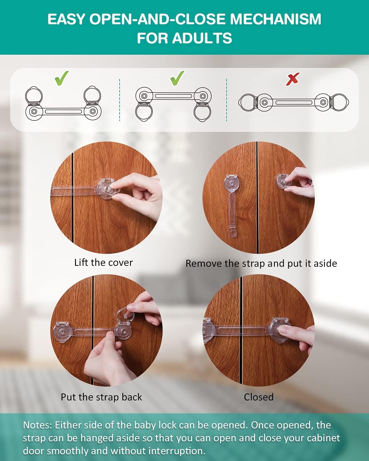 Cabinet Locks for Babies, Baby Proofing Safety Locks, 10 Pack DUOSI No Screws No Magnets Fridge Refrigerators Locks Baby Proofing Child Safety Cabinet Locks for Kitchen Cabinets and Drawers