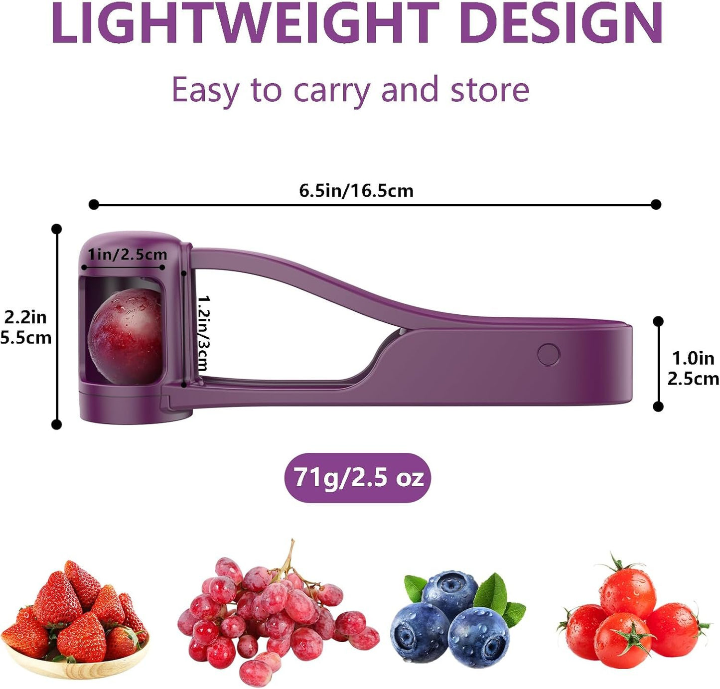 Luvan Grape Cutter for Toddlers,Grape Slicer for Baby Tomato Cherry Strawberry Cutter Tools Into 4 Pieces Vegetable Fruit Salad, Stainless Steel Quarter Corers Pitters Slicer Kitchen Gadget-Purple