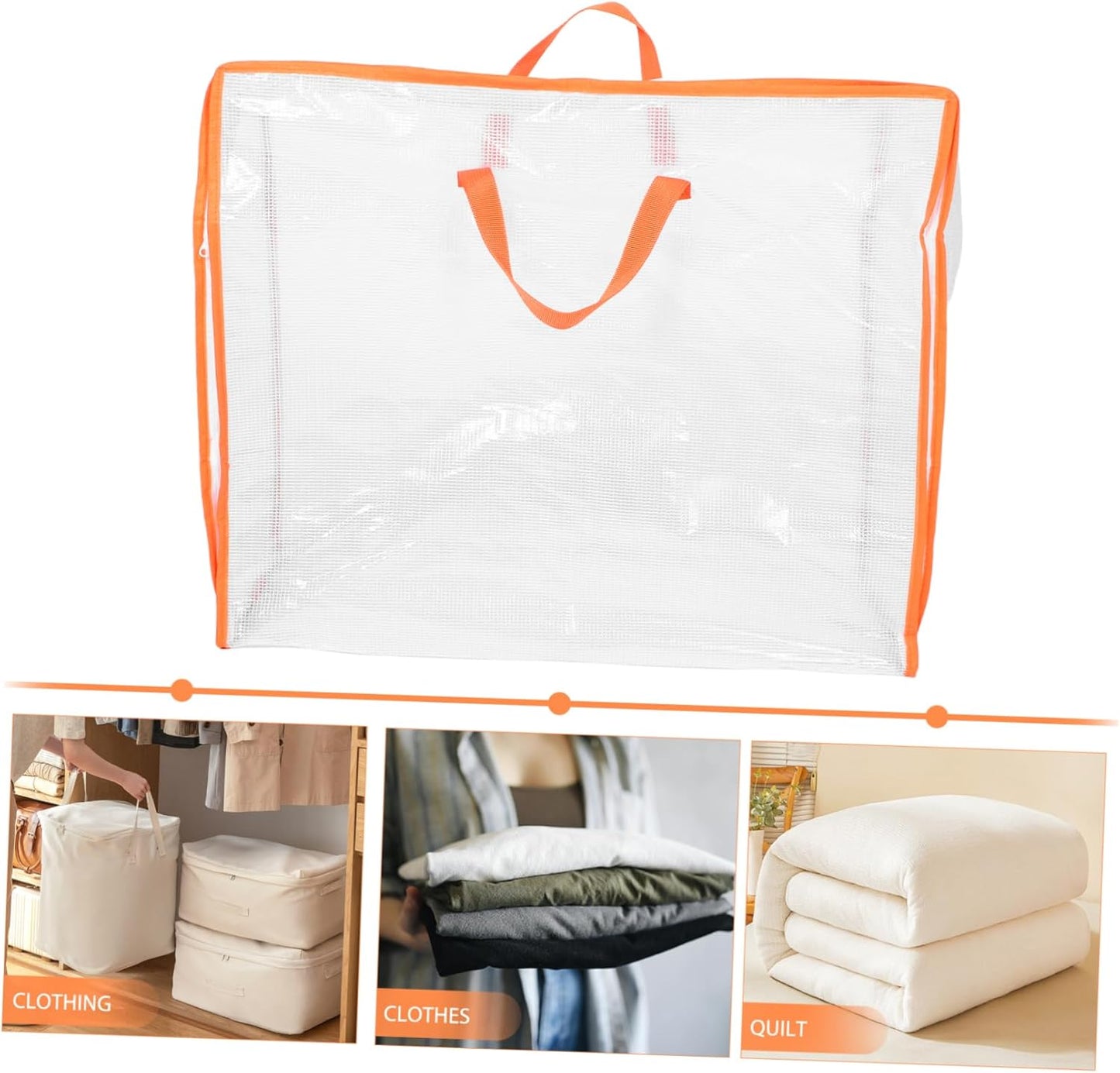 minkissy Large Transparent Clothes Storage Bag with Zipper Heavy Duty Moving Tote for Quilts Bedding Clothes and Spacious Packing for Easy Organization and Moving