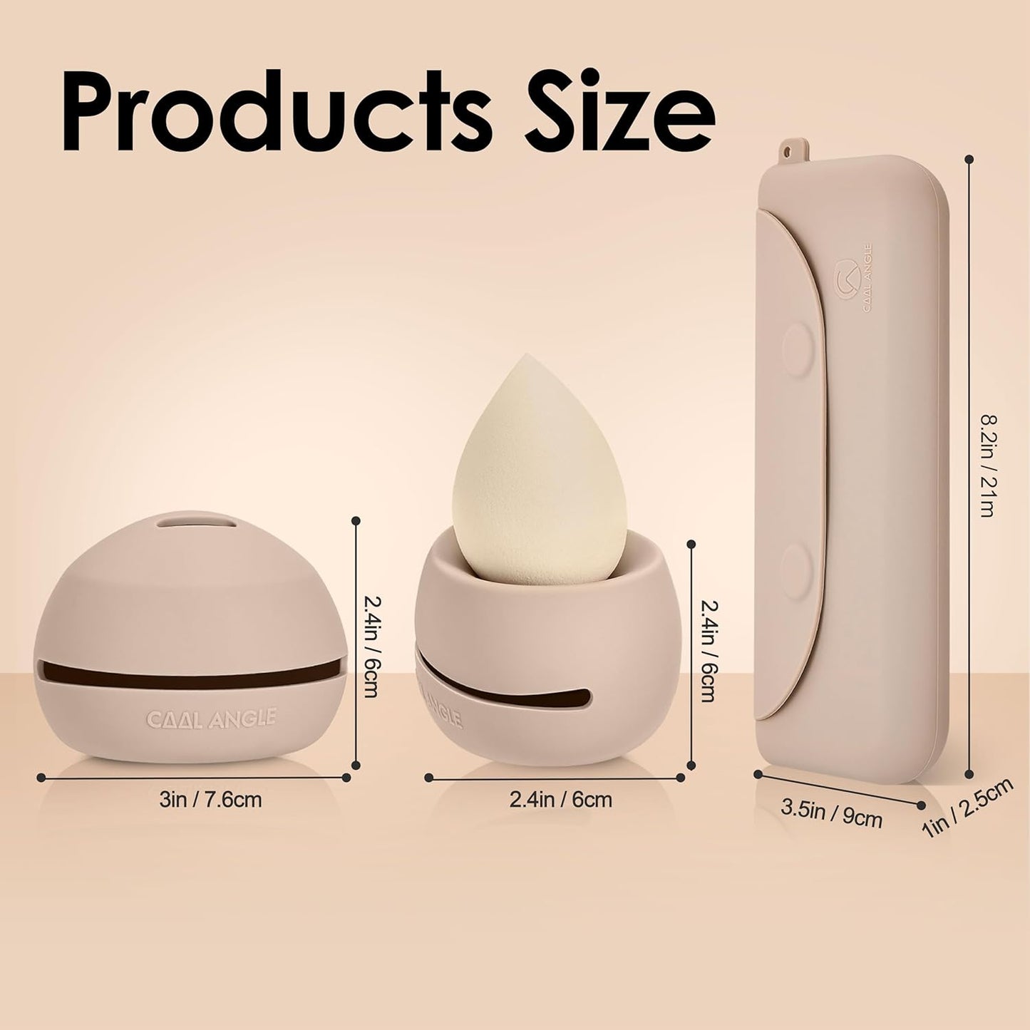 Silicone Makeup Brush Holder And Beauty Sponge Case, Travel Makeup Brush Case With Magnetic Closure, Makeup Sponge Holder 2 In 1 Stand Storage For Quick Drying Khaki
