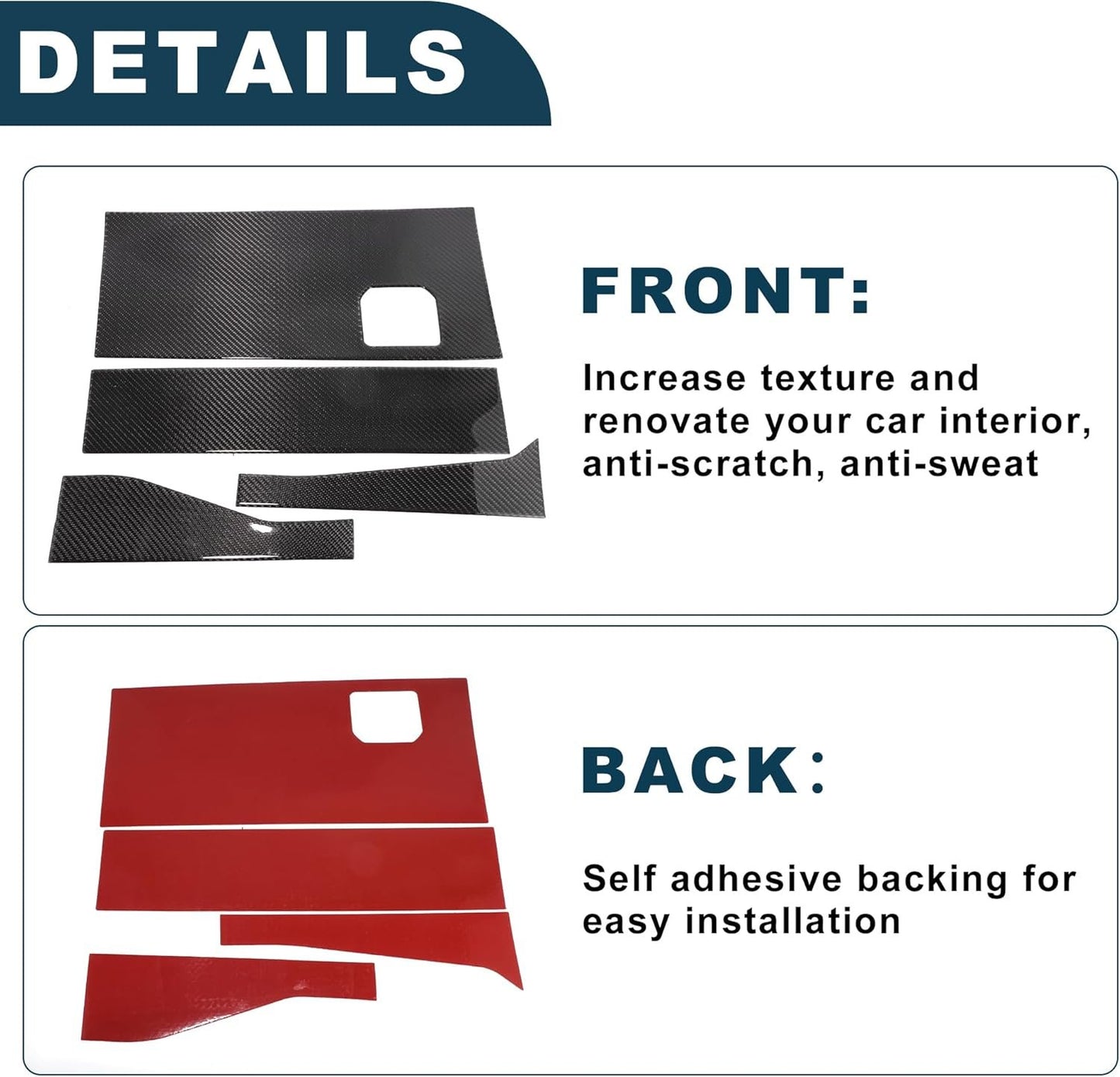 TUCKBOLD Passenger Side Glove Box Panel Sticker Cover for Toyota Tundra Sequoia 2022-2024 Interior Trim Decal Decoration Accessories Carbon Fiber Black 1Set
