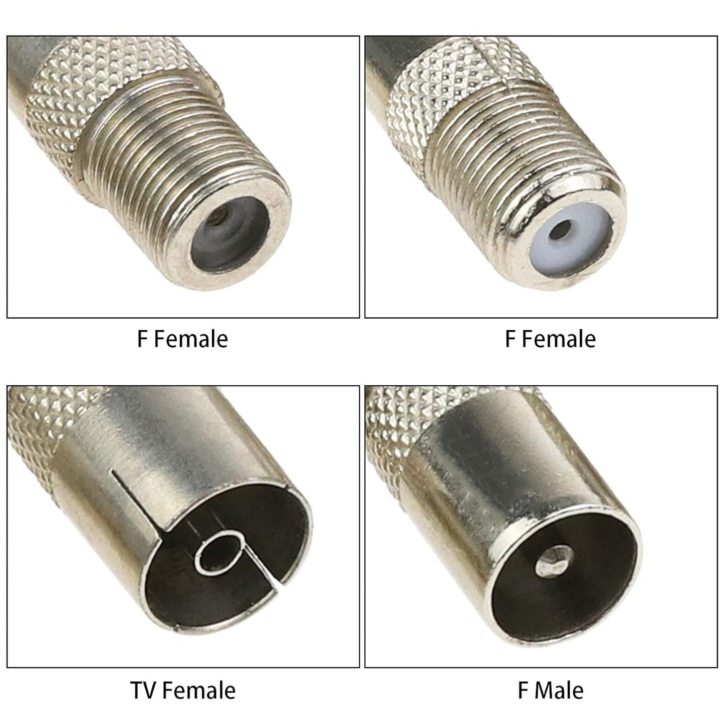 10pcs Female to Male TV Aerial Coaxial Coupler for Antenna and Satellite Cables - T/F Screw Connector Socket to RF Coax Adapter