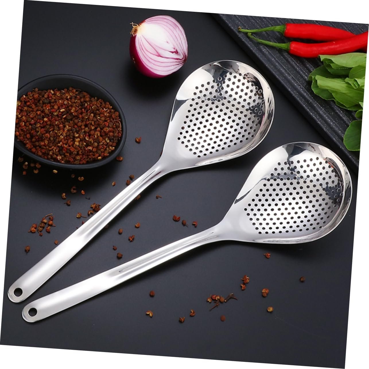 LIFKOME 2 Pezzi Cucchiaio Per Pasta E Noodles in Acciaio Inossidabile Colino Cucina Gadget Utensili Cucina Per Spaghetti E Altri Cibi
