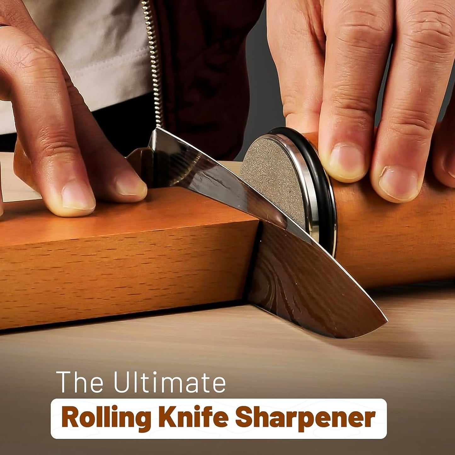 Billord Knife Sharpener - Rolling Knife Sharpening Tool Kit with 400 & 1000 Grit Discs for Kitchen Chef's Knives and Scissors, 15 & 20 Degree Magnetic Angle Knife Sharpeners Roller Gadgets Gifts
