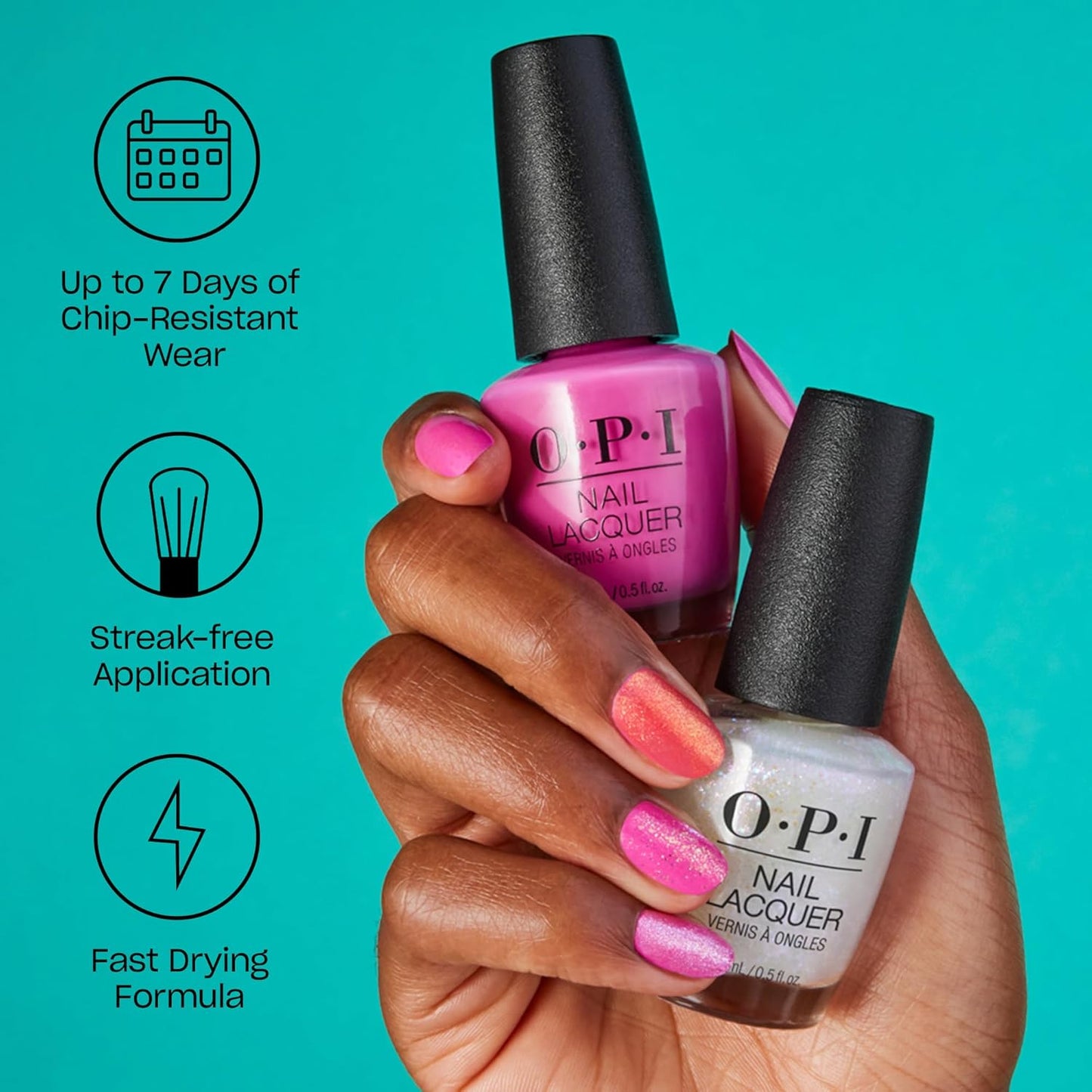 OPI Nail Lacquer Nail Polish | Sheer Light Nude Pink Crème Chip Resistant Nail Polish | Vegan, Fast Drying, Streak Free