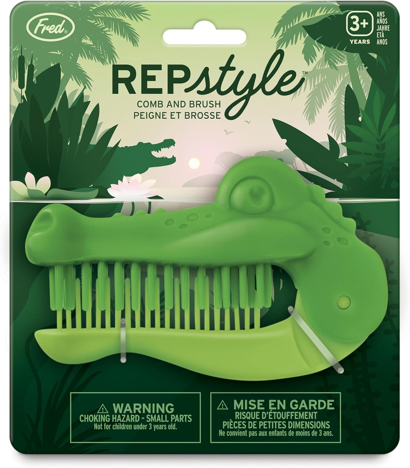Genuine Fred REPSTYLE Crocodile Folding Brush and Comb, Fun Crocodile or Alligator Design, Hair Care Tool and Detangling Comb, Great for Travel and Diaper Bags, Fun Gift and Stocking Stuffer