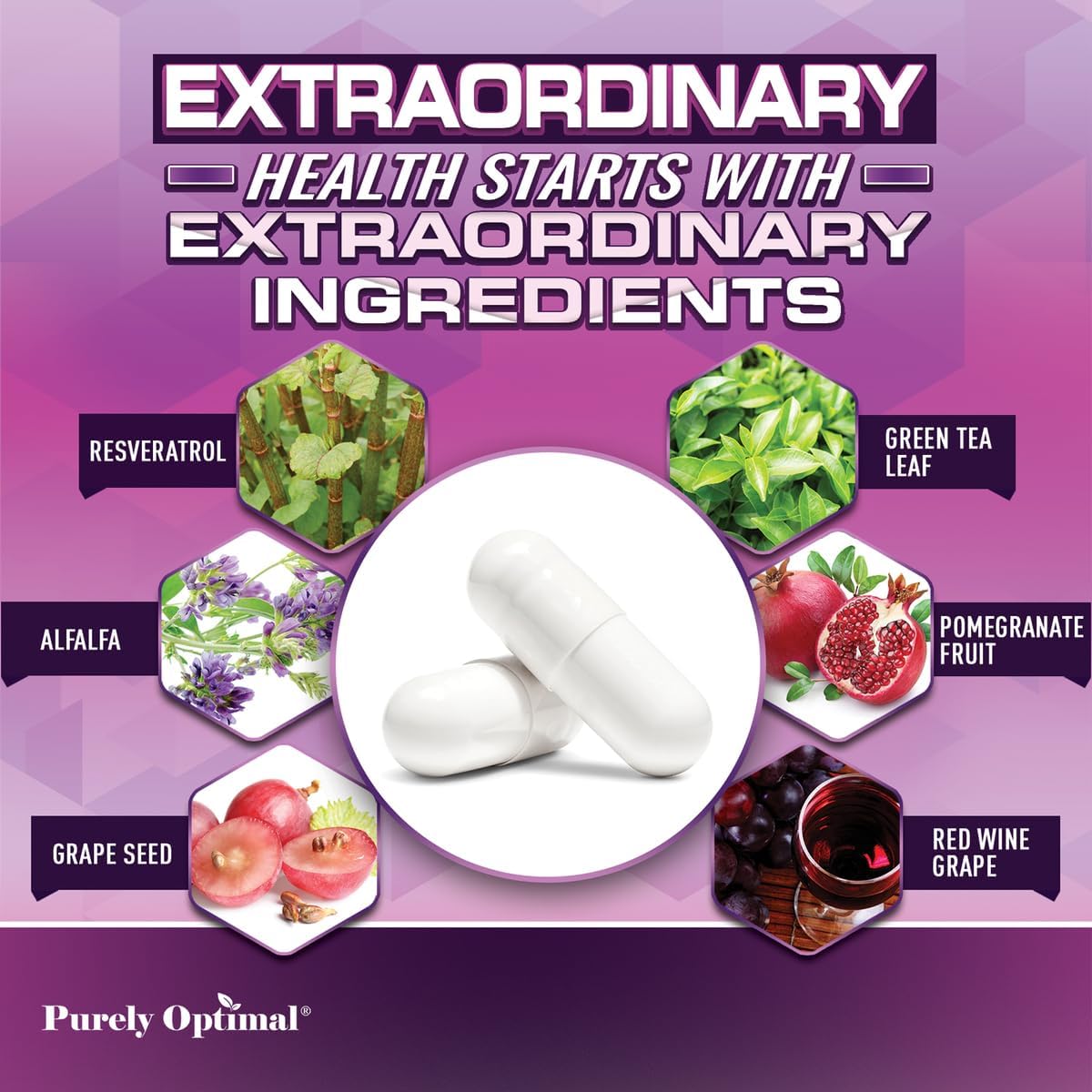 Purely Optimal Resveratrol 1500mg - High Potency Trans-Resveratrol Supplement with Polyphenols, 60 Vegan Capsules - Supports Graceful Aging, Vitality, Immune Function & Total Body Wellness