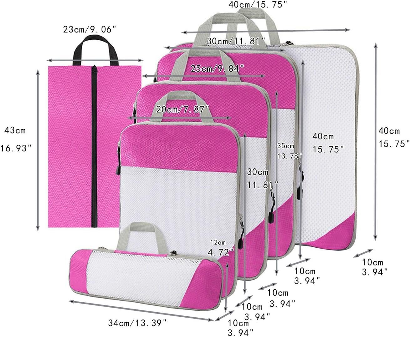 Gralara Ultimate Travel Packing Cubes Set for Seamless Organization, Pink