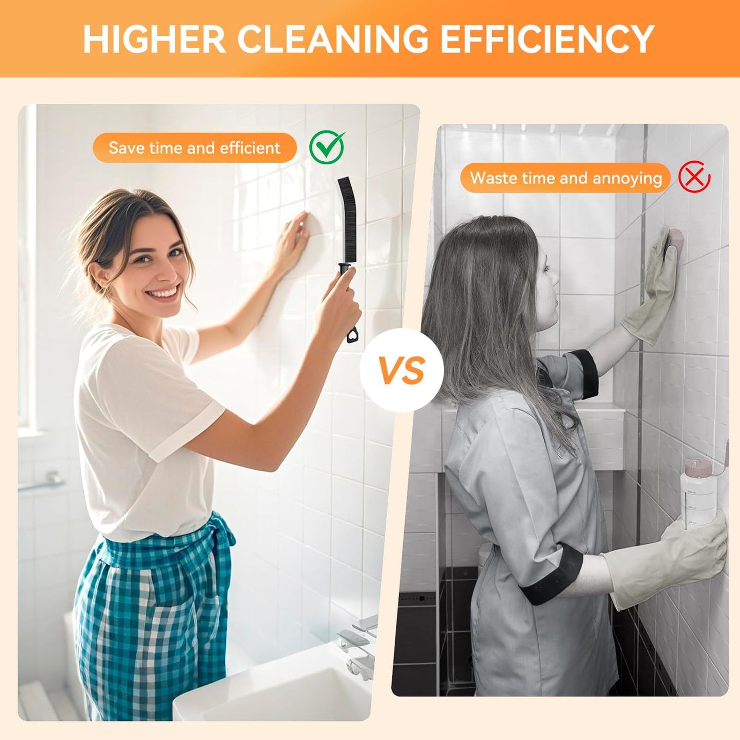 Shanghigh Crevice Cleaning Brushes - 8PCS Scrub Brush Toliet Cleaner, Grout Brush Set Clean Tools for Groove Corner, Home Essentials, Hard Bristle Cleaning Supplies for Kitchen, Bathroom and Toilet