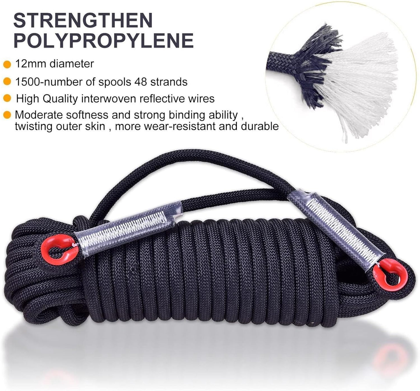 Climbing Rope, Workout Rope for Climbing, Mountaineering Safety Equipment, Outdoor Workouts Accessories, Survival Gear Hiking Training, Enhanced Knot Tying Usability