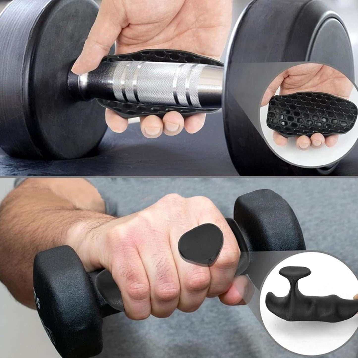 Mens Weight Lifting Grips, Silicone Non Slip Gloves, Gym Hand Support, Dumbbell Gripper with Wrist Wraps, Workout Accessories, Exercise Gear for Men and Women, Black
