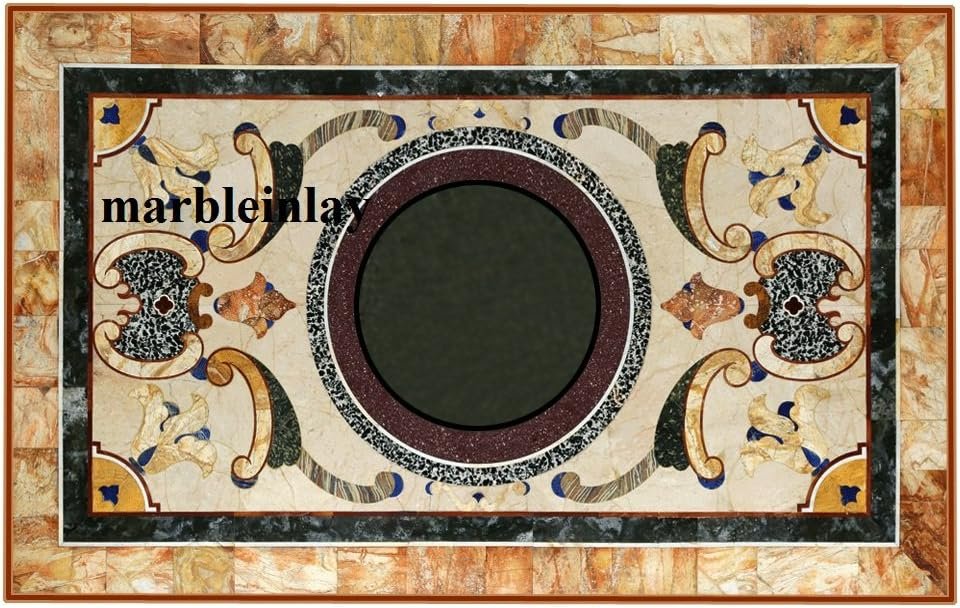 Marble Dining Table Top Stones Inlay Pietra dura Art Work Room Decor
