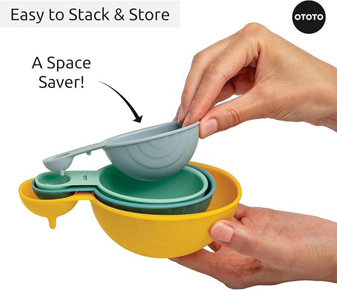 OTOTO Measuring Spoons Set - Teaspoons for Dry & Liquid Ingredients, BPA-free & Dishwasher Safe, Funny Gifts, Baking Accessories, Unique Kitchen Gadgets (Shelly)