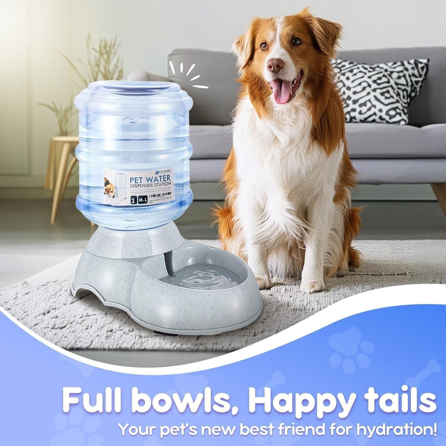 Flexzion Gravity Pet Water Dispenser Drinking Station for Dogs Cats (3 Gallon) Automatic Replenish Waterer for Small Large Breed Dog Cat Animal, Feeding Watering Fountain Supplies Bottle Dish Bowl