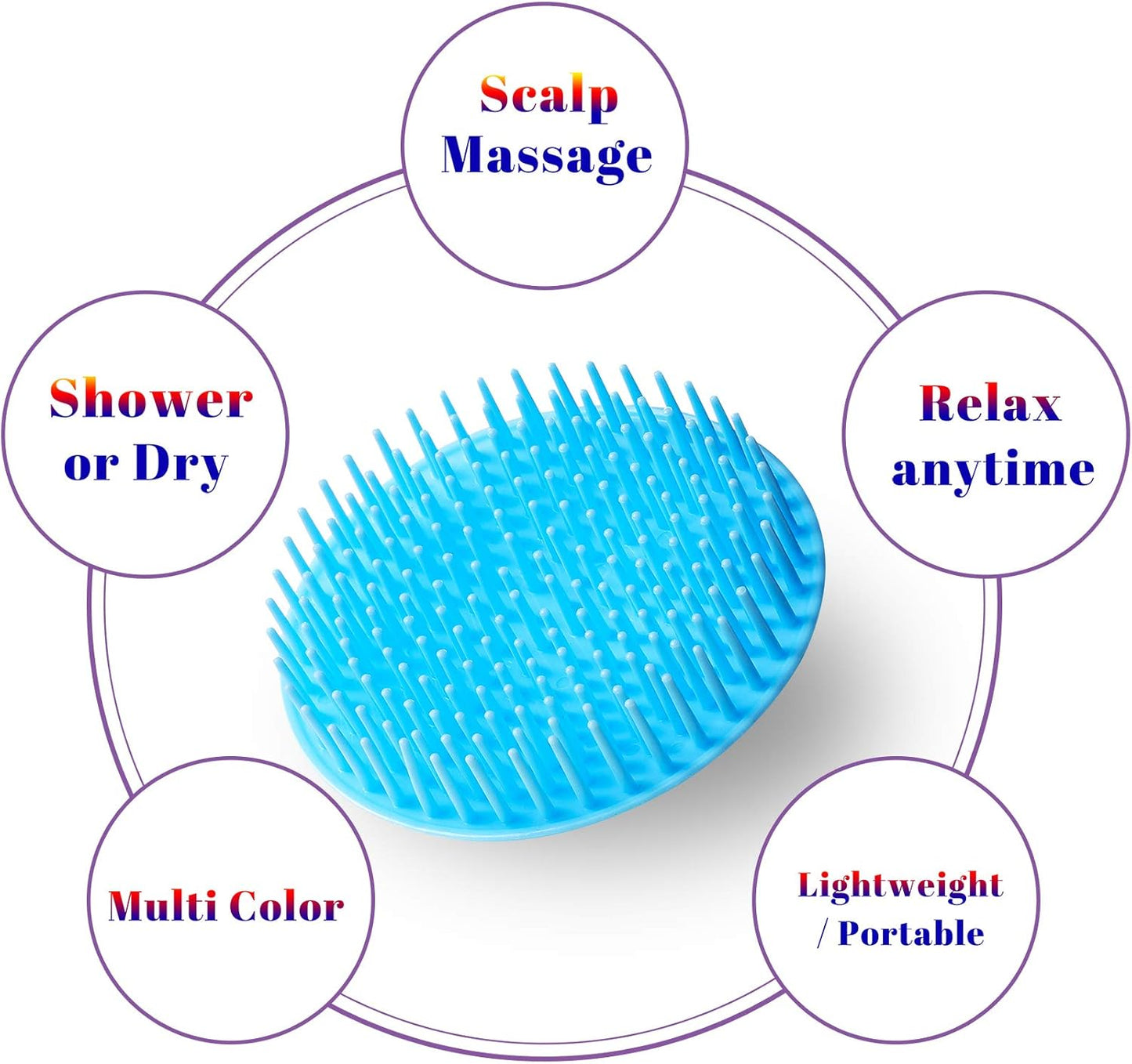 COBBEN 4Pack Hair Scalp Exfoliator Brush Dandruff Cleaning Brush, Flexible Scalp Massager Brush, Shower Scalp Shampoo Brush for Home, Office, Travel and Pets(Flexible Blue/Pink/Orange/Green)