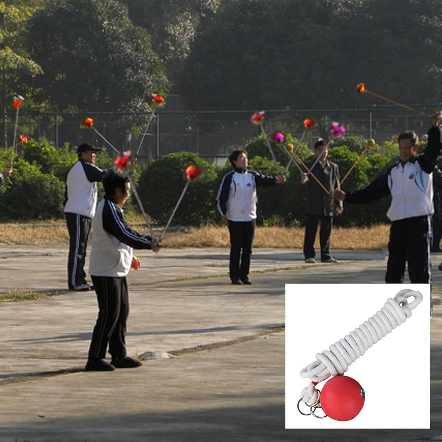 Rope Dart Hammer, Rubber Throw Trainer, 137.8in Practice Martial Tool, Soft User Friendly Equipment, Traditional Chinese Workout Gear for Muscle, Building, Exercise Use