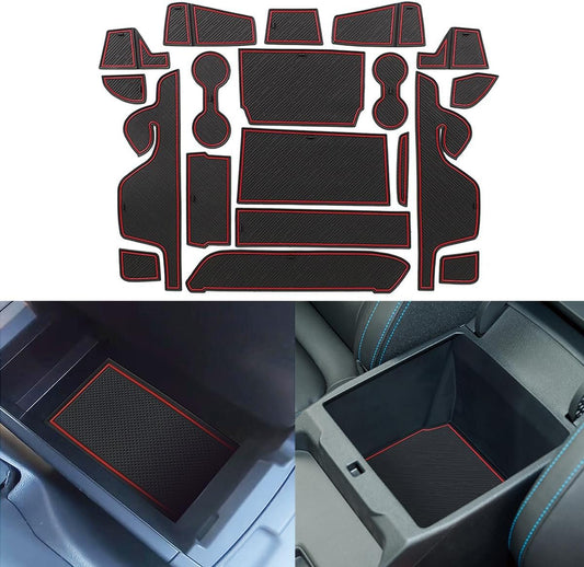 19PCS Center Console Liners Mats Fit for Ford Ranger XL/XLT/Lariat/Raptor 2024 Interior Accessories (Red)
