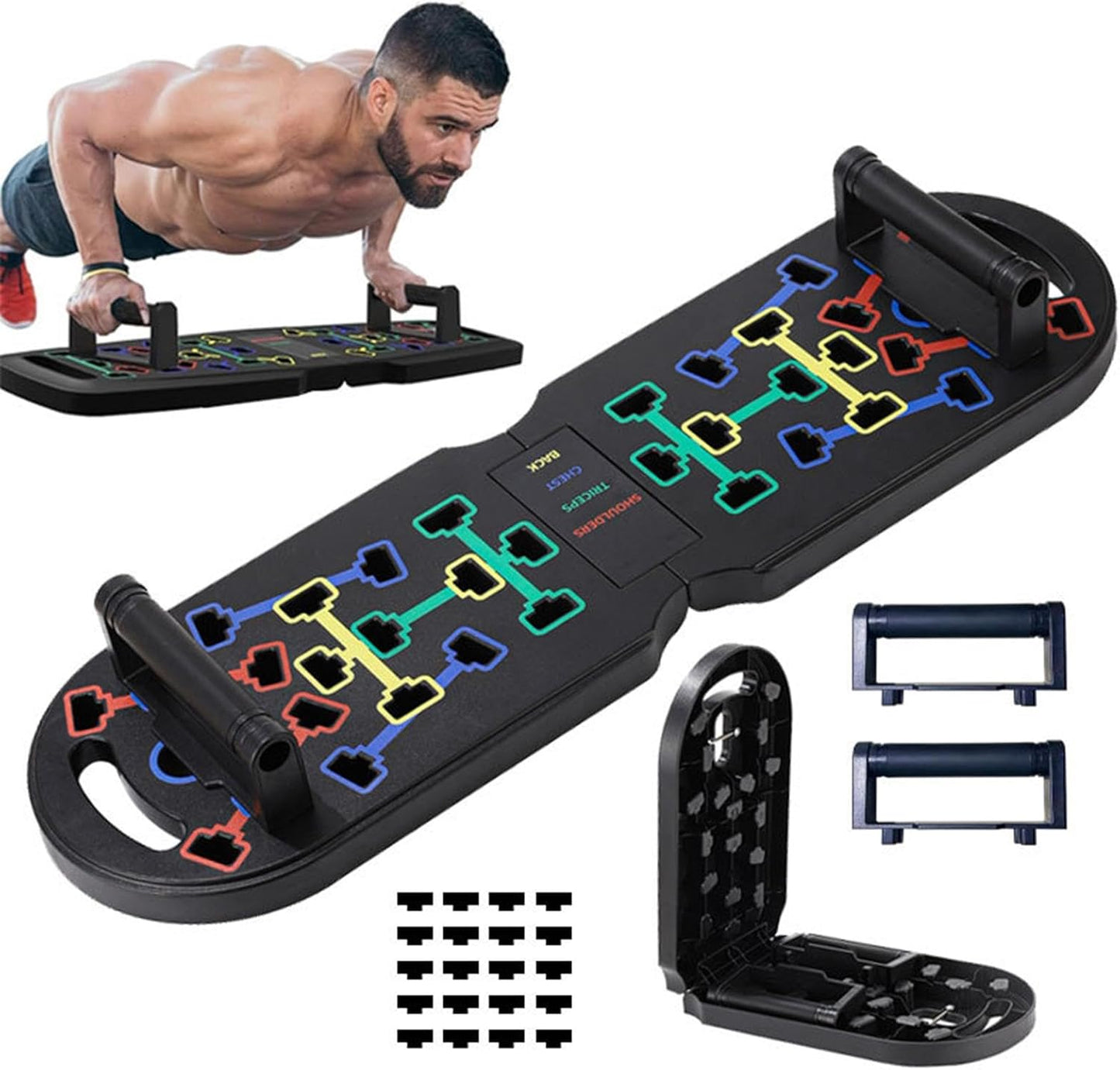 Ungtyb Pushup Board, Strength Training Equipment, Portable Design, Non Slip Handles Multiangle Positions, Home Workout Gear Ideal for Men and Women, 29.53 x 8.66 x 1.18 Inches