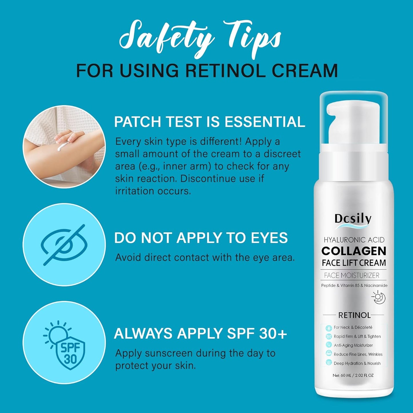 Skin Tighten And Lift Neck Cream: Face Lift Cream 6-in-1 Anti-Aging Moisturizer for Anti Wrinkle - Hydrating Neck Firming Cream with Retinol, Collagen, Peptide, Hyaluronic Acid for Neck & Décolleté