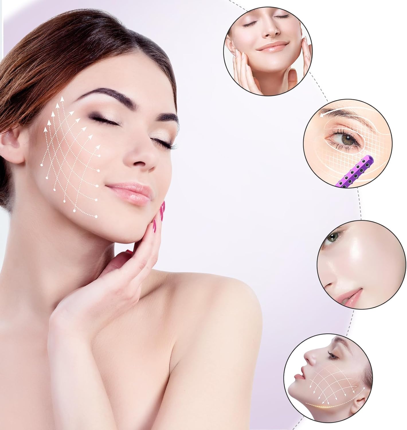 Elarique Glow Sculpting - Beauty Roller, Germanium Stone Uplifting Face Massager Roller, Beauty Rolleres for Face, Eye, Chin Neck Skin Care Anti Aging Wrinkles Reduces (Purple,1pc)