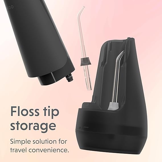 Water Flossers for Teeth, Cordless IPX7 Waterproof Oral Irrigator, 3 Pressure Settings, Portable, Rechargeable Electric Sonic Flosser, Dental Professional Recommended, Charcoal Grey
