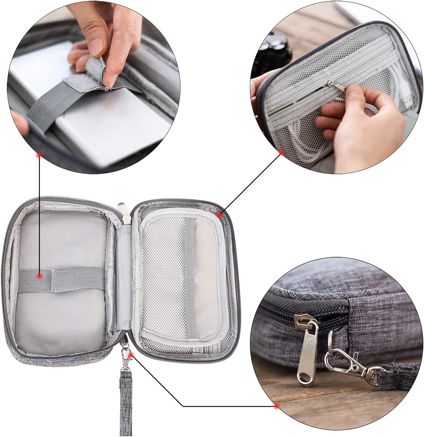 Ruyosn Cable Organizer Bag Waterproof Cable Bag Small Pocket for Hard Drives, Electronic Accessory