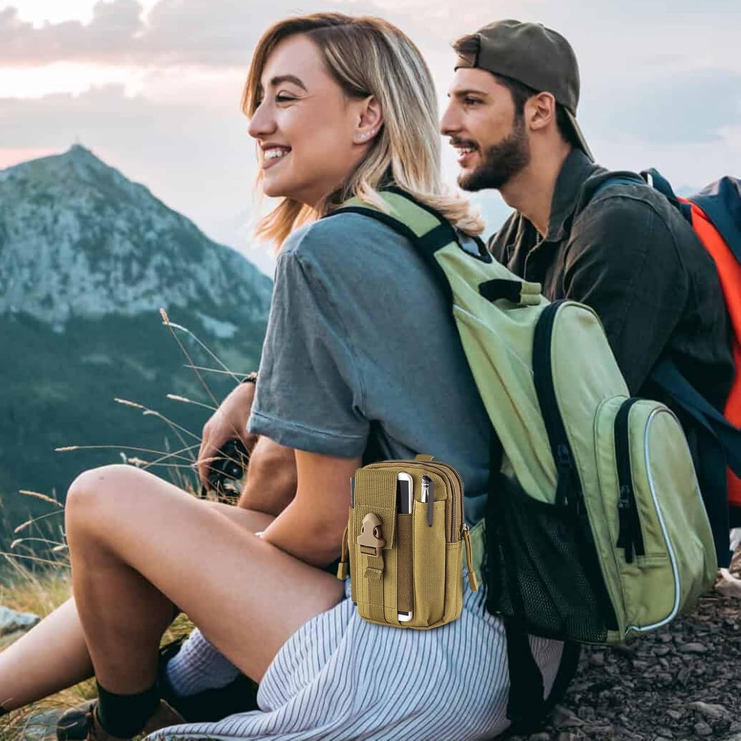Hiking Fanny Pack, Outdoor Waist Belt Bag, Phone Case Wallet Pouch, Large Capacity Oxford, 6.89x4.72x2.36 inches Belt Gadget Pocket for Smartphone Tools Travel Accessories Gear
