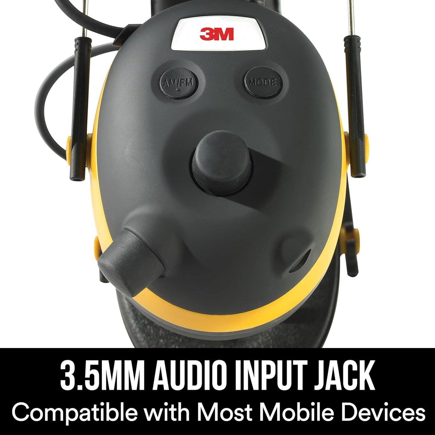 3M Safety Worktunes Hearing Protection with AM/FM Radio, Noise Cancelling, NRR 24 dB (90541), Wired, 1 size