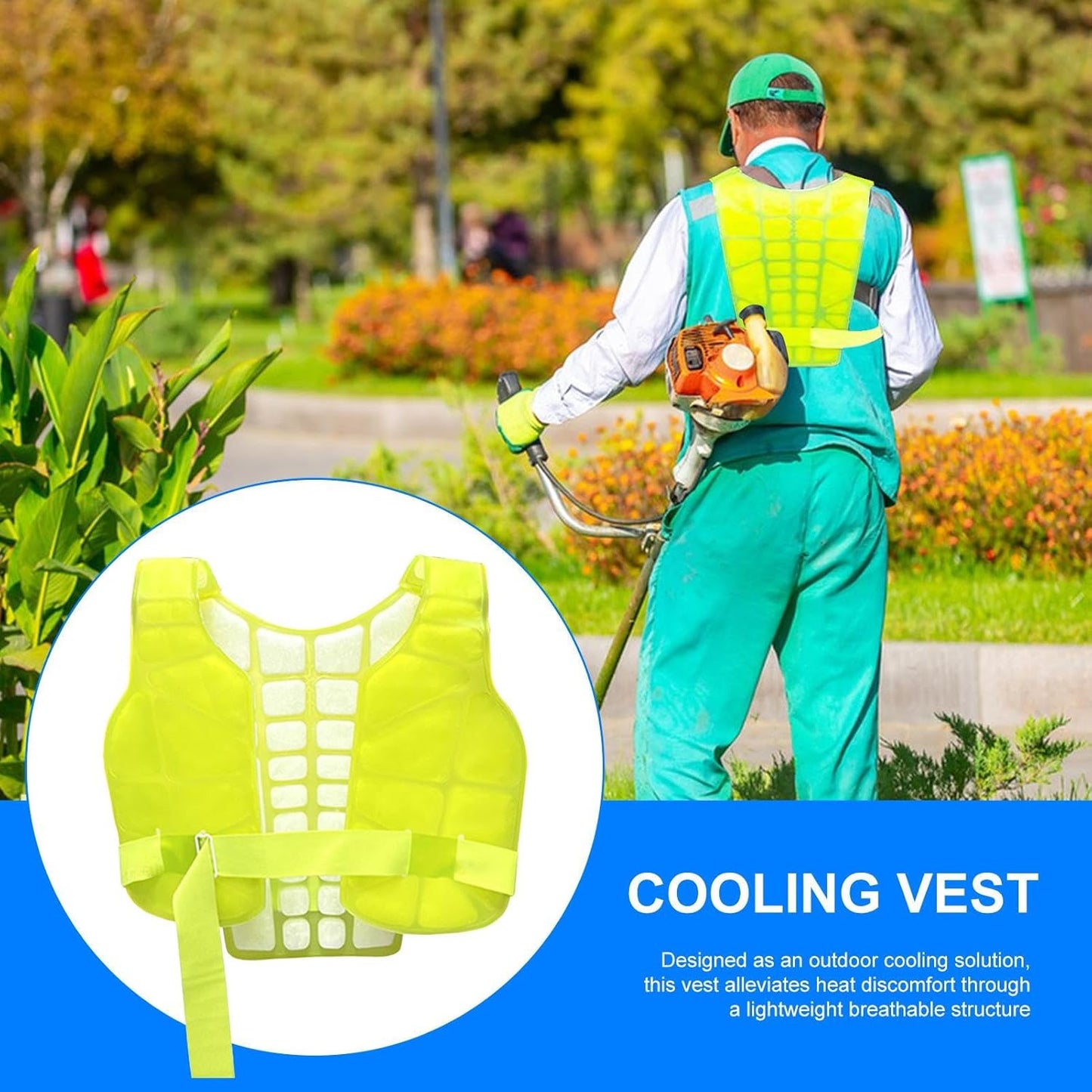 Cooling Vest, Reusable Adjustable Ice Vest, Lightweight Personal Gear, 14.96x12.99x0.98 inches Breathable Mesh with Pockets, Ideal for Work, Workout, Construction, Fishing