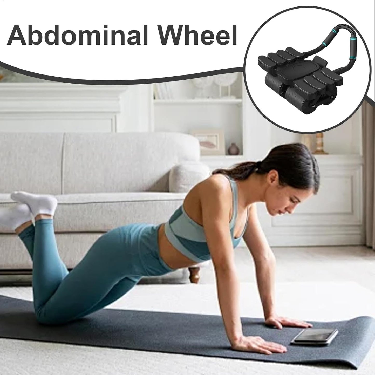ABS Roller, Gym Equipment Ab Trainer with Elbow Support, Stable Addominal Exercise Wheel, Core Strength Workout Machine, Portable Fitness Gear for Home, Indoor Training