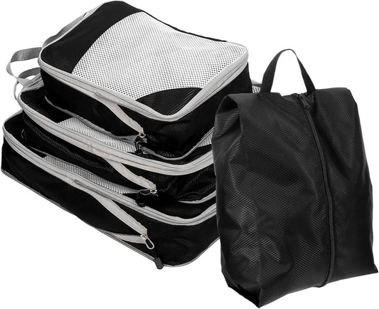 PartyKindom 4pcs Compression Packing Cubes for Luggage Organization Durable Travel Storage Bags with Mesh Design