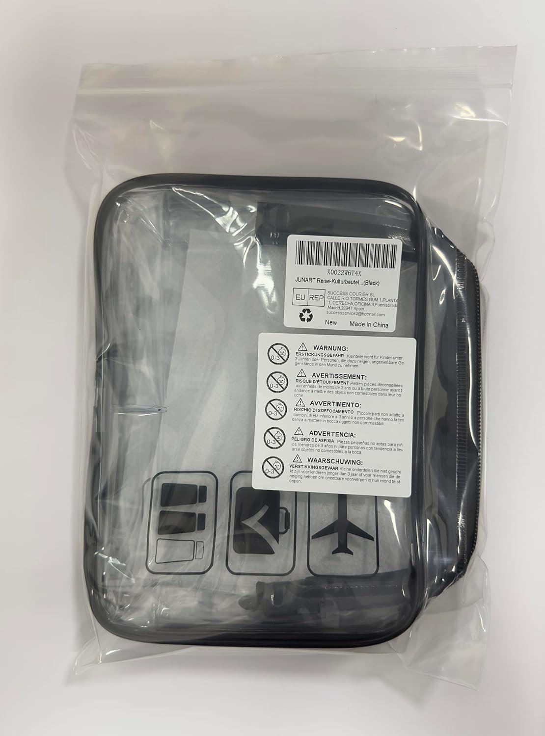 JUNART 3Pcs Clear Travel Toiletry Bags, TSA Approved Cosmetic Makeup Bag, Portable Travel Accessories Airport Airline Compliant Bag for Men and Women (Black)