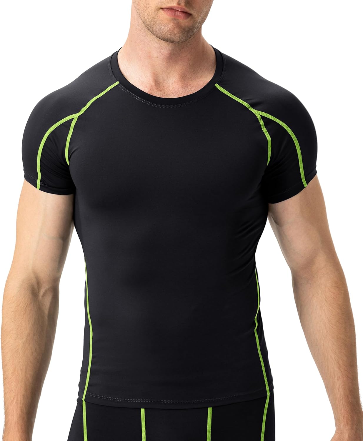 Queerier Mens Compression Baselayer Short Sleeve T Shirts Workout Under Sport Shirt Cool Dry Outdoor Training Tops