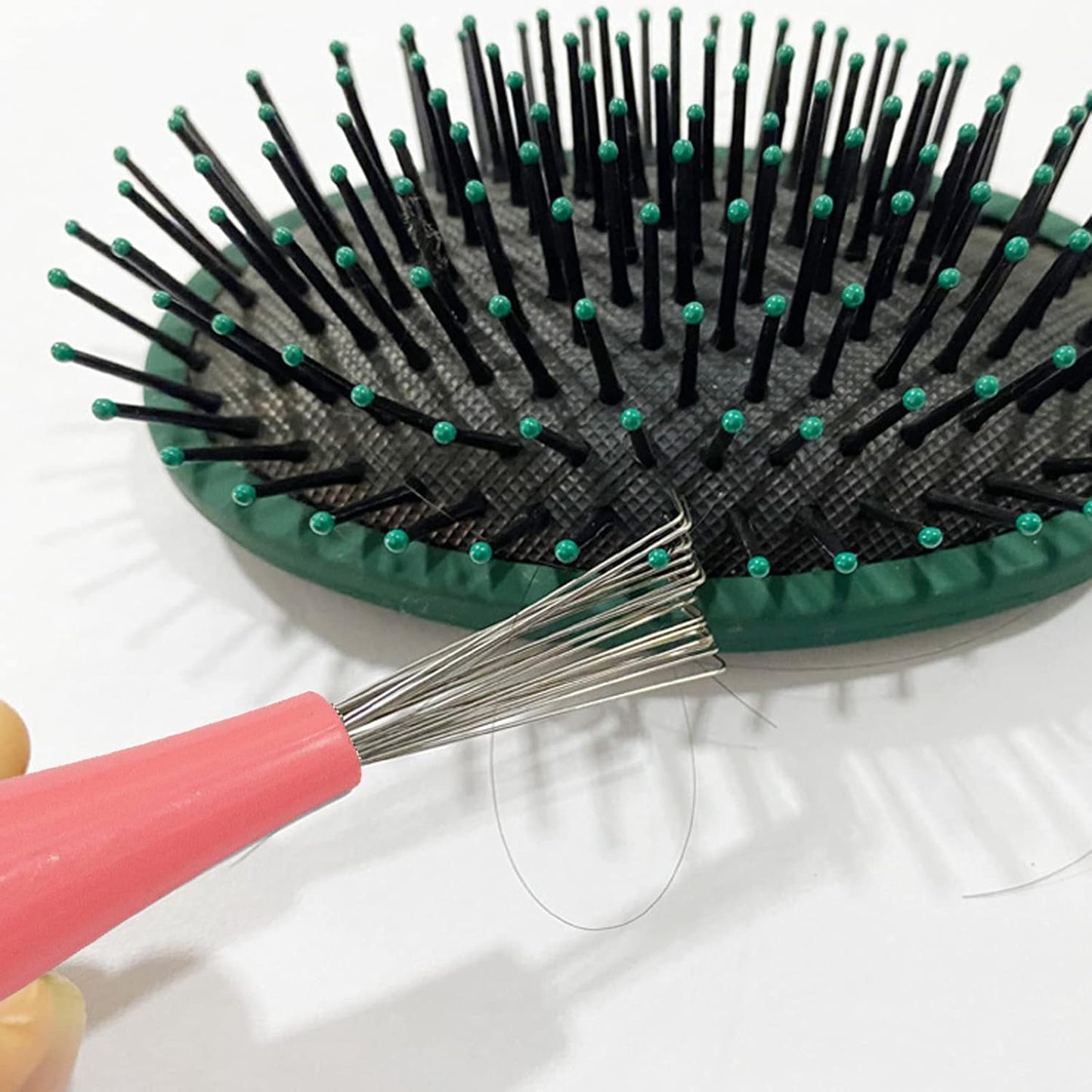 Lopsity 4PCS Hair Brush Cleaning Tool Comb Mini Hair Brush Comb Cleaning Brush Hair Brush Cleaner Tool for Removing Hair Dust Home Salon Use (PINK+BALCK)