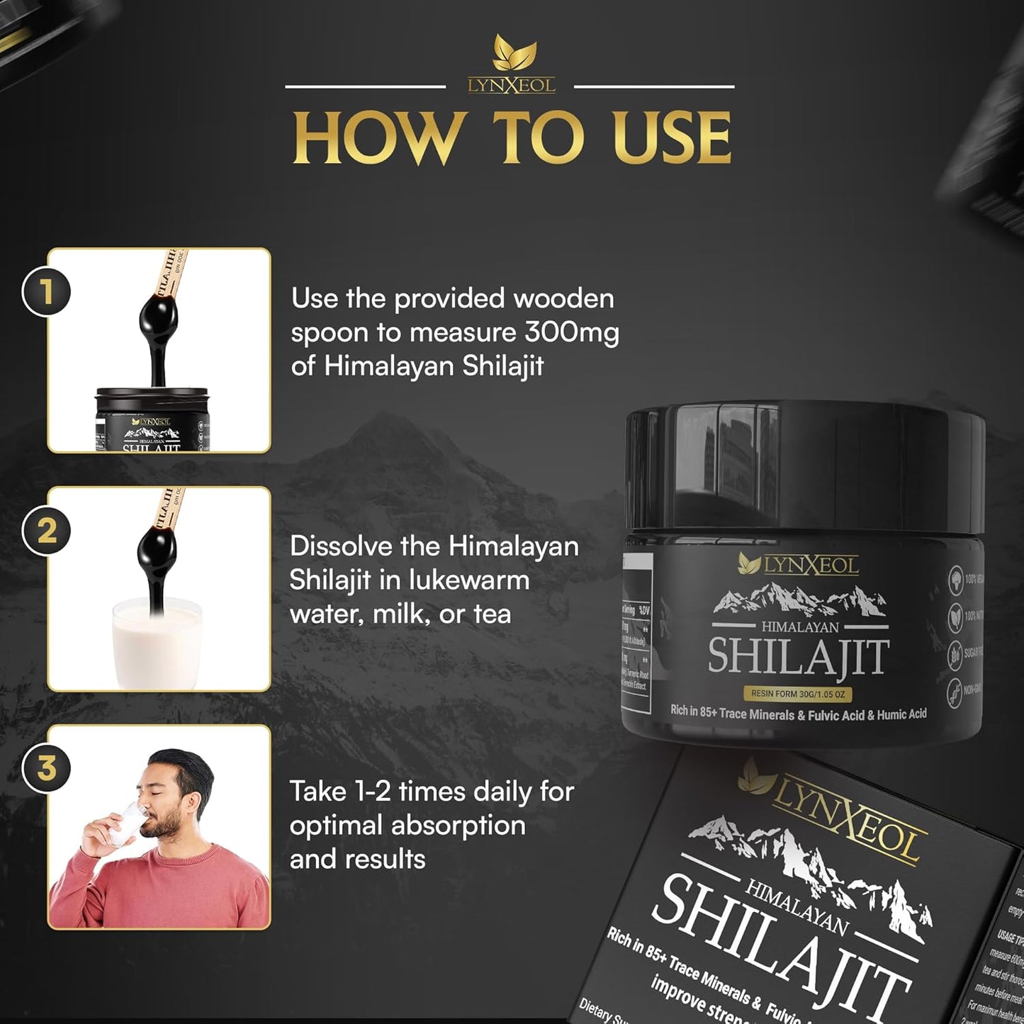 Himalayan Shilajit Resin 30g - Pure Organic Shilajit for Men & Women, Lab Tested, Rich in 85+ Trace Minerals - Fulvic & Humic Acid, Natural Energy & Muscle Support, Vitality & Wellness Supplement