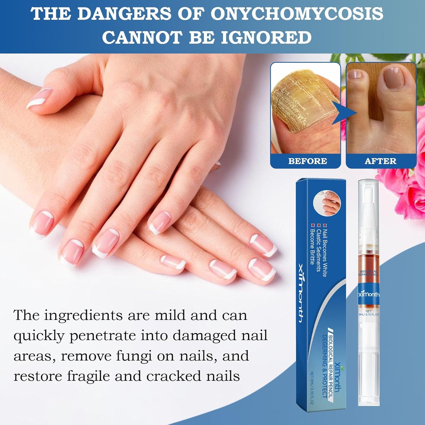 2 x Nail Care Pen, Nail Pen Nourish and Care for Damaged Nails, Quick and Effective, Nail Care for Nails and Toenails