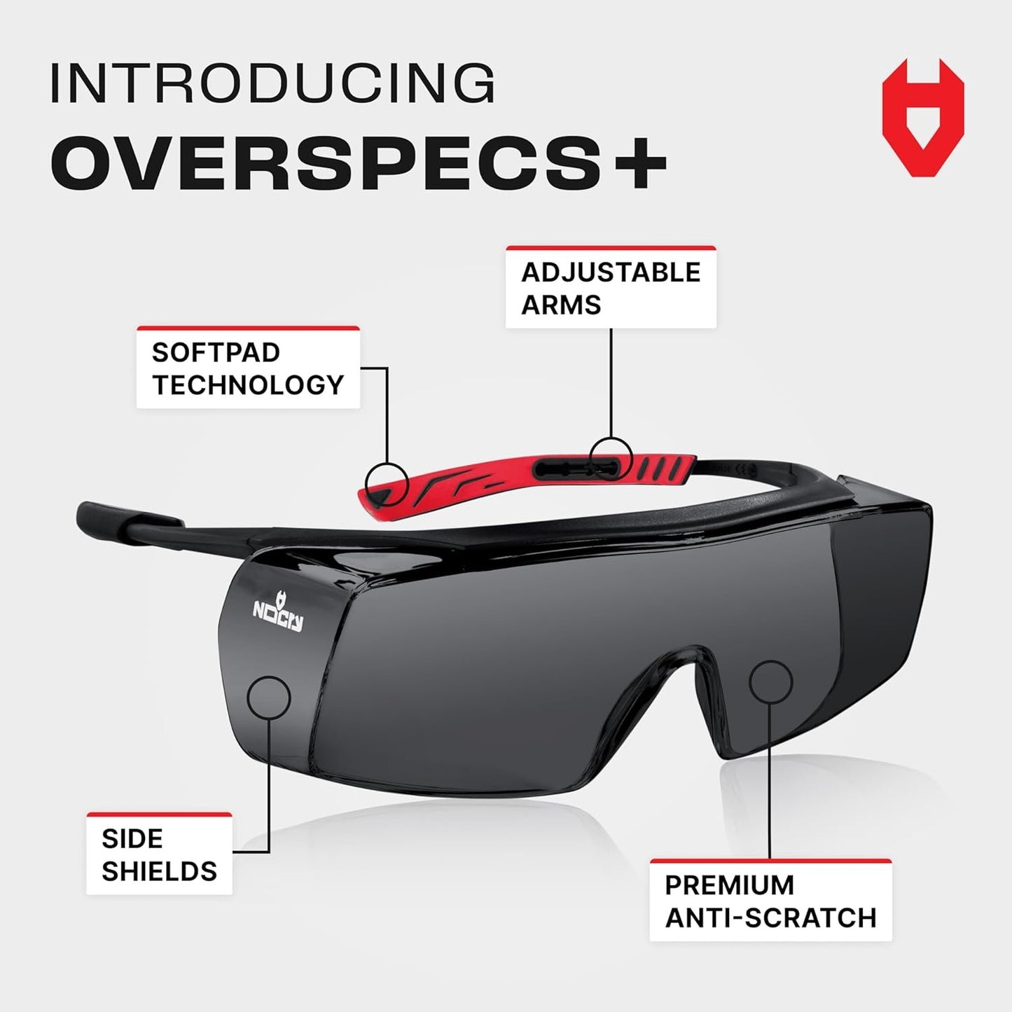 NoCry Safety Glasses Over Eyeglasses — Fog and Scratch-Resistant Over Glasses Safety Glasses for Men and Women