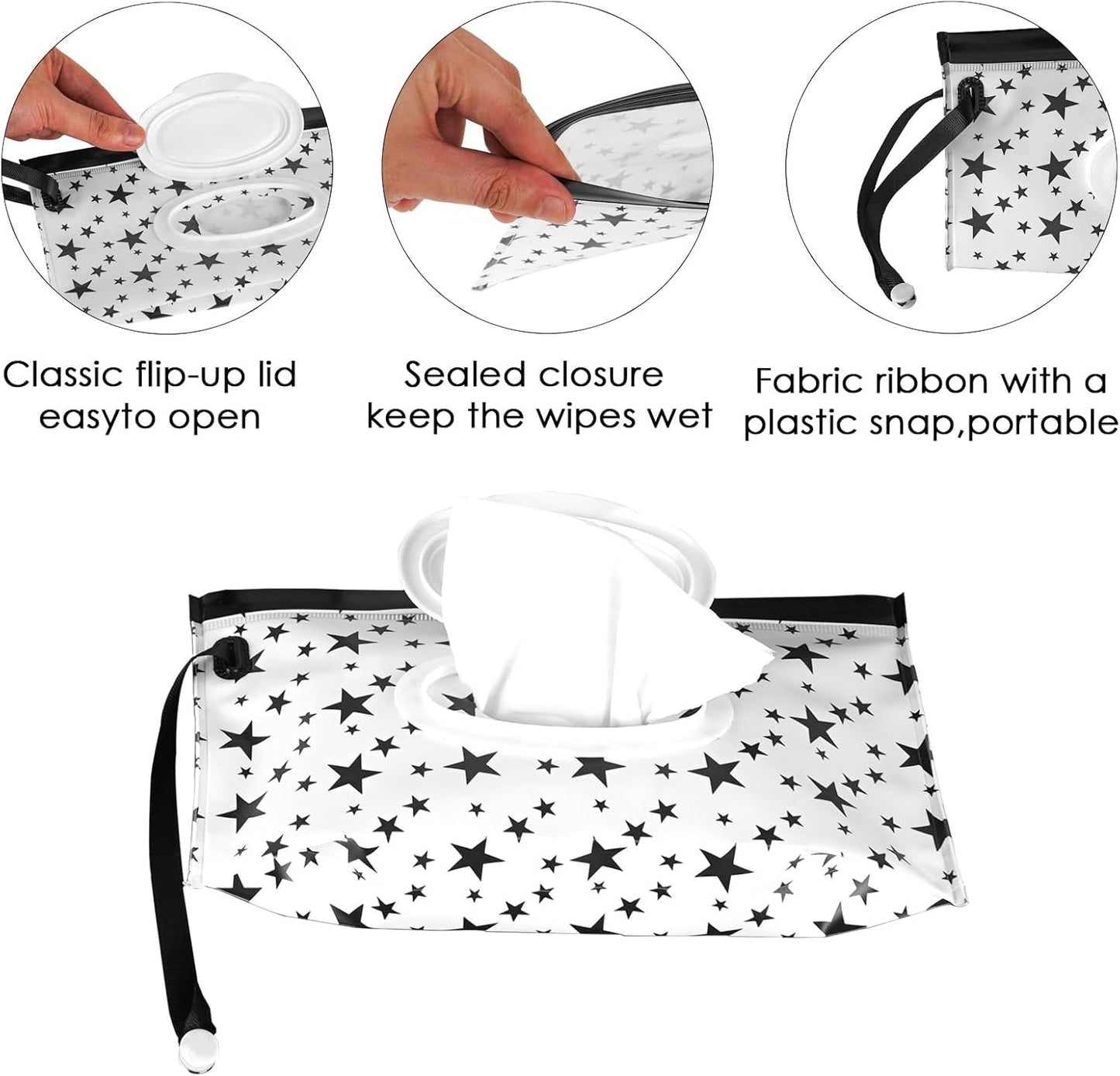 2 Pcs Portable EVA Wipes Bag - Stylish and Practical for Outings, Travel, and Outdoor Sports Wipes Dispenser (Black x 1, White x 1)