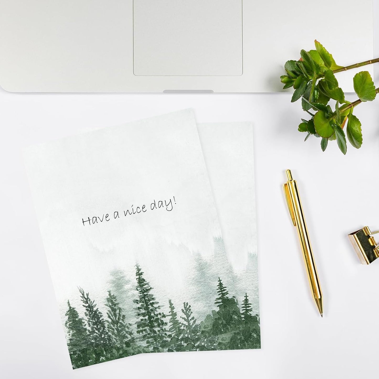 Generic AnyDesign 60 Sheet Forest Stationery Letterhead Paper Watercolor Forest Writing Paper Greeting Paper for Party Invitations School Printing, 8.5 x 11 Inch