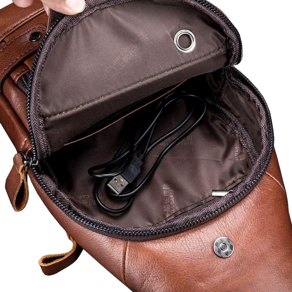 Leather Sling Bag Crossbody Backpack for Men Women
