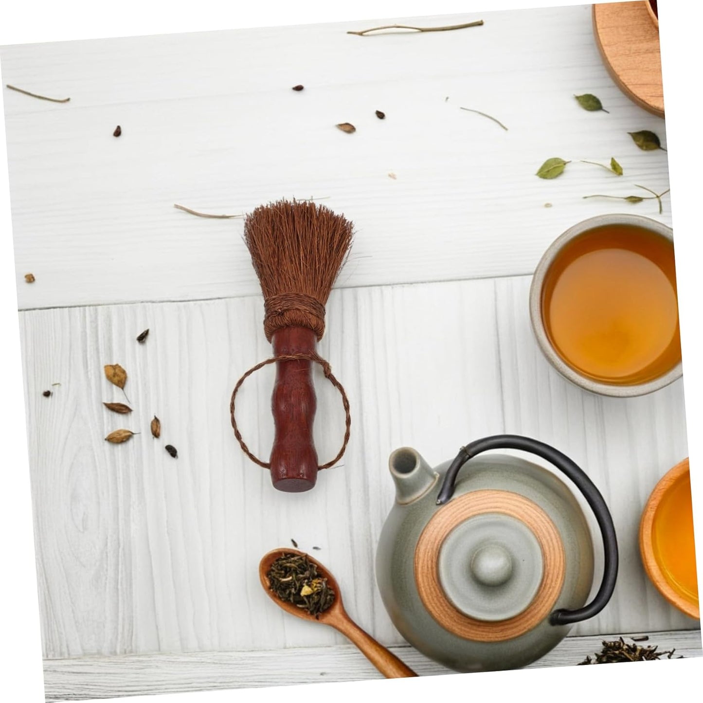 FRCOLOR Tea Tray Cleaning Brush Soft Bristles Wooden Handle Multi Functional Kitchen Essential for Teapots Cups and Household Cleaning Enhance Your Tea Experience