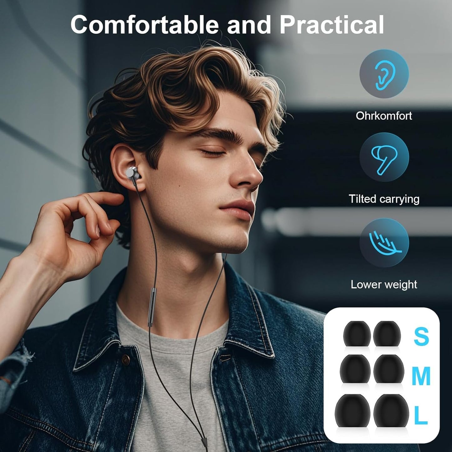 USB C Headphones Earbuds, 2Pack Wired Earphones Noise Canceling Isolating with Type C Plug (Built-in Microphone & Volume Control) for Galaxy iPhone 16 15 Android Smartphone and Other USB C Device