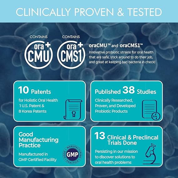 Teeth & Gums Dental Probiotic, 8 Billion CFU - Naturally Supports Oral Health, Fresh Breath, and Immunity, Oral Probiotic Supplement, Grape Flavor 30 Lozenges 1-PK