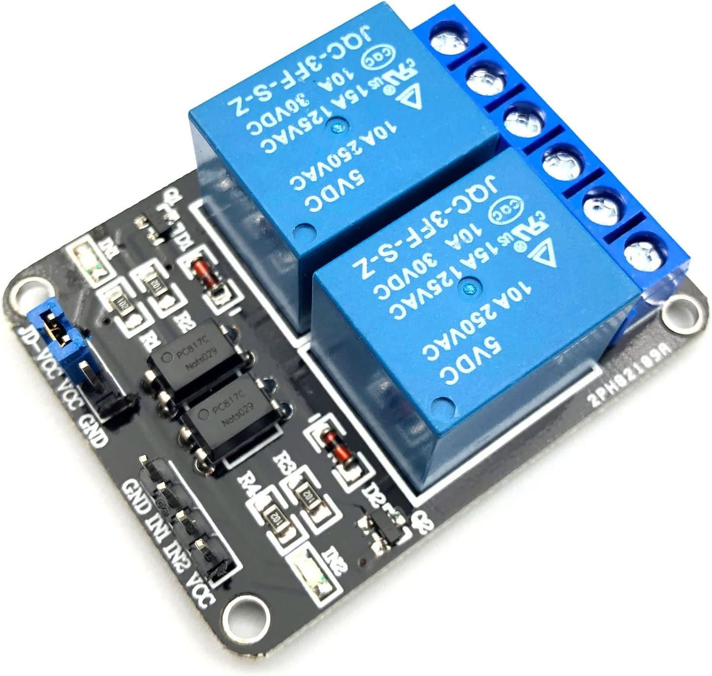 FainWan 2pcs 2 Channel Relay Module with Optocoupler 5V Active Low Level Amplifier Trigger JD-VCC Relay Power VCC Power