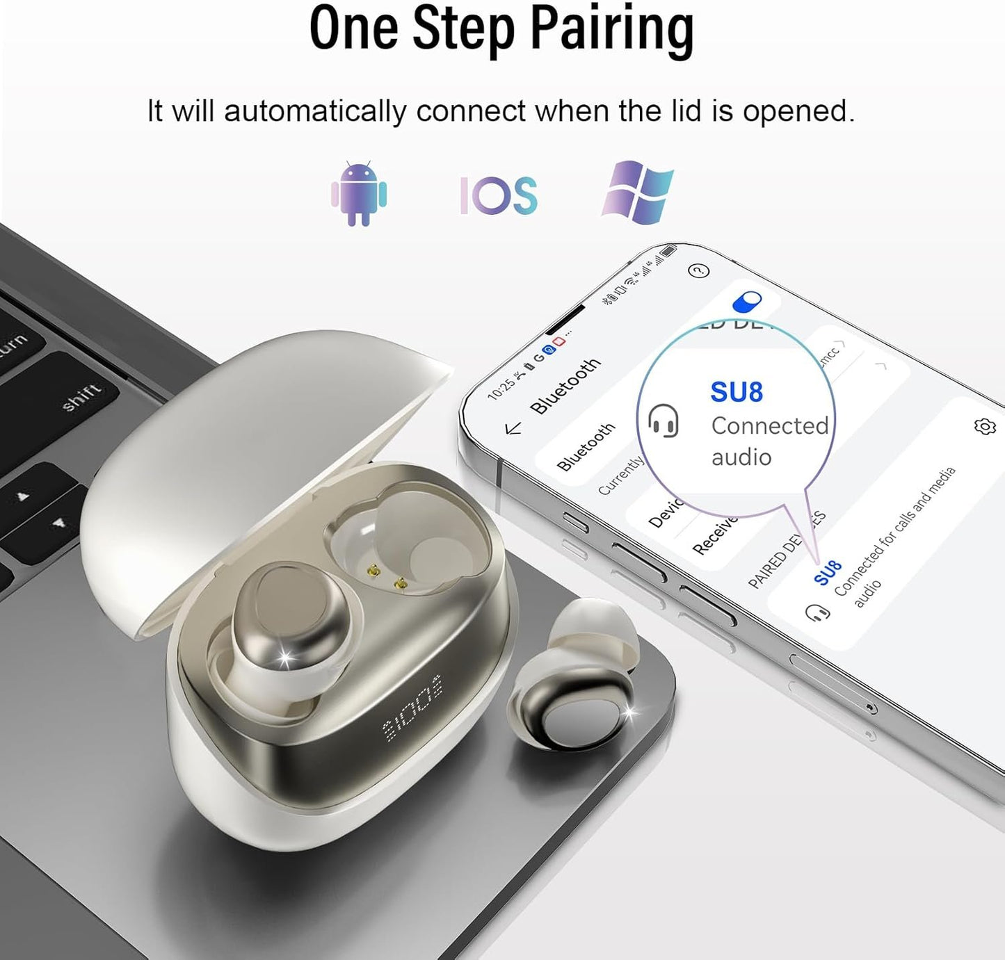 Sleep Earbuds Bluetooth 5.4 Sleep Headphones in Ear, Wireless Earbuds for Design Side Sleeper, 47H Playtime Noise Cancelling Ear Buds, Clear Calls, IPX7 Waterproof Light-Weight Earphones, Bee White