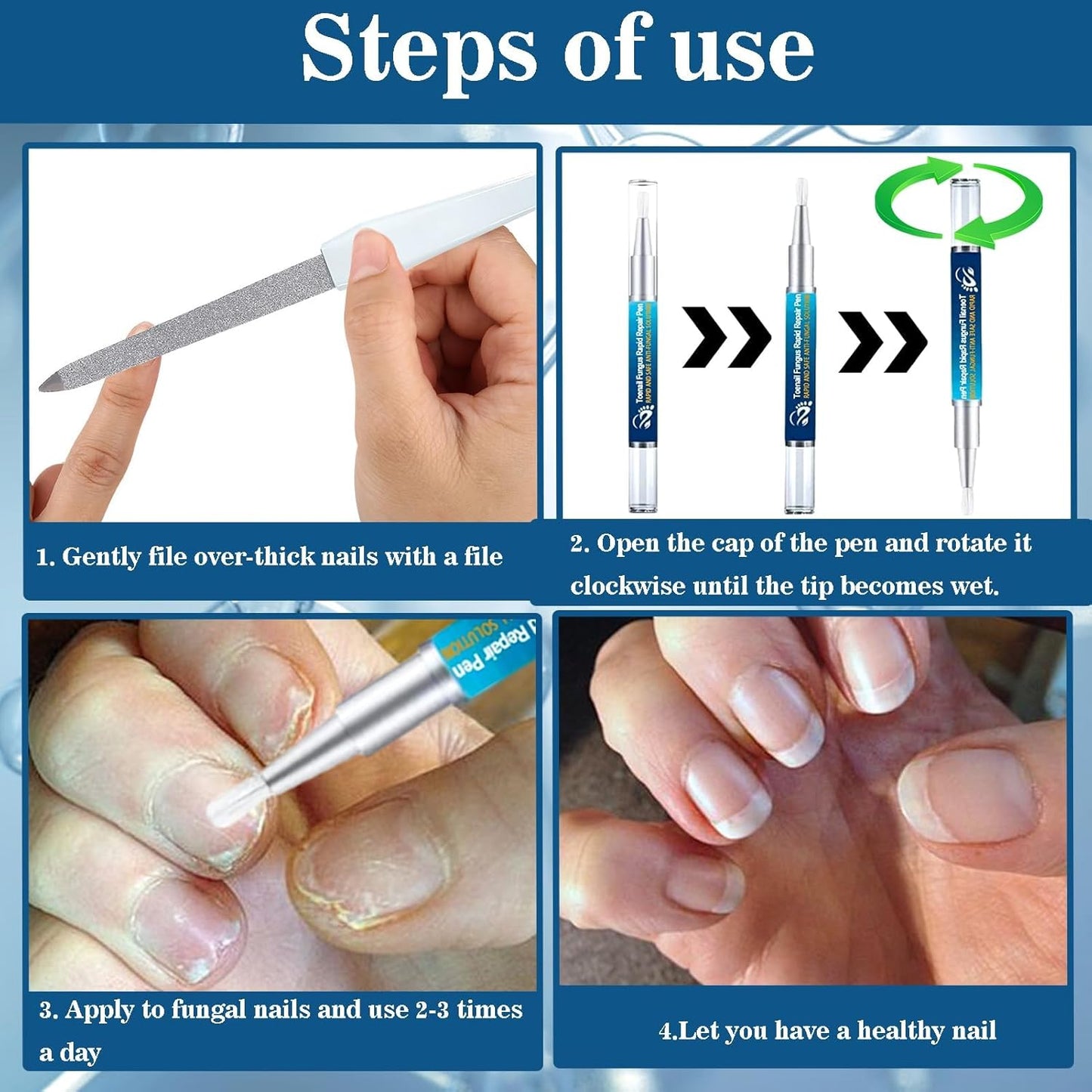 4 Pcs Nail Care with Nail File, Cuticle Oil, Nail Care Pencil with Aloe Vera for Nails and Toenails